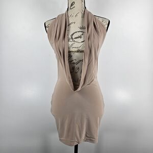 Pretty Little Thing Size 8 Stone Slinky Cowl Chain Detail Bodycon Dress NWT